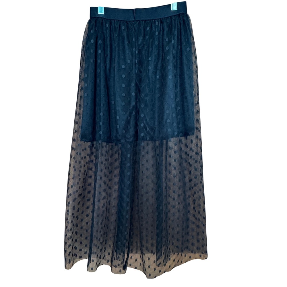 ASTR Sheer Mesh Polka Dot Tulle Maxi Skirt Small Layered Whimsigoth Dark Fairy - Picture 5 of 10